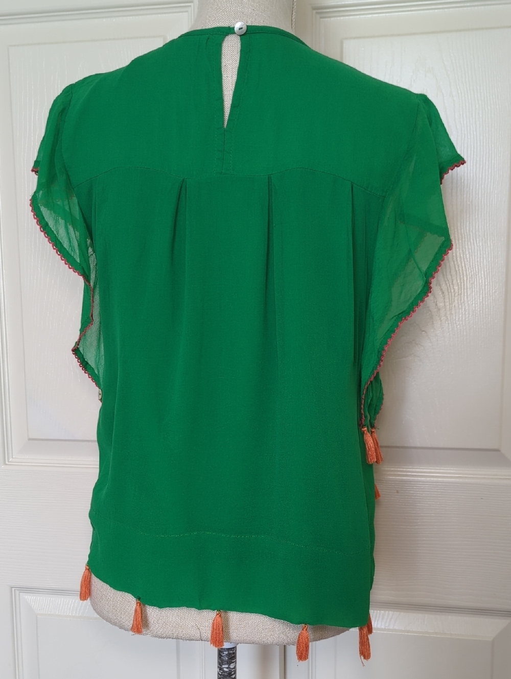 Anthropologie Emerald Tassel Top by Banjanan - Picture 7 of 10